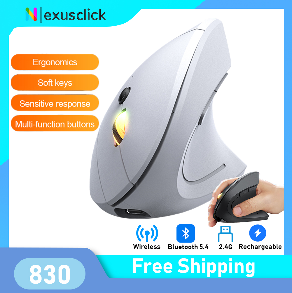 Ergonomic Mouse Vertical - Souris sans fil Bluetooth 2,4 GHz,