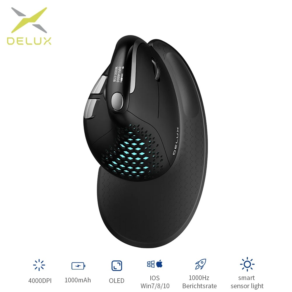 Ergonomic Mouse Vertical - Delux M618XSD Seeker souris verticale ergonomique