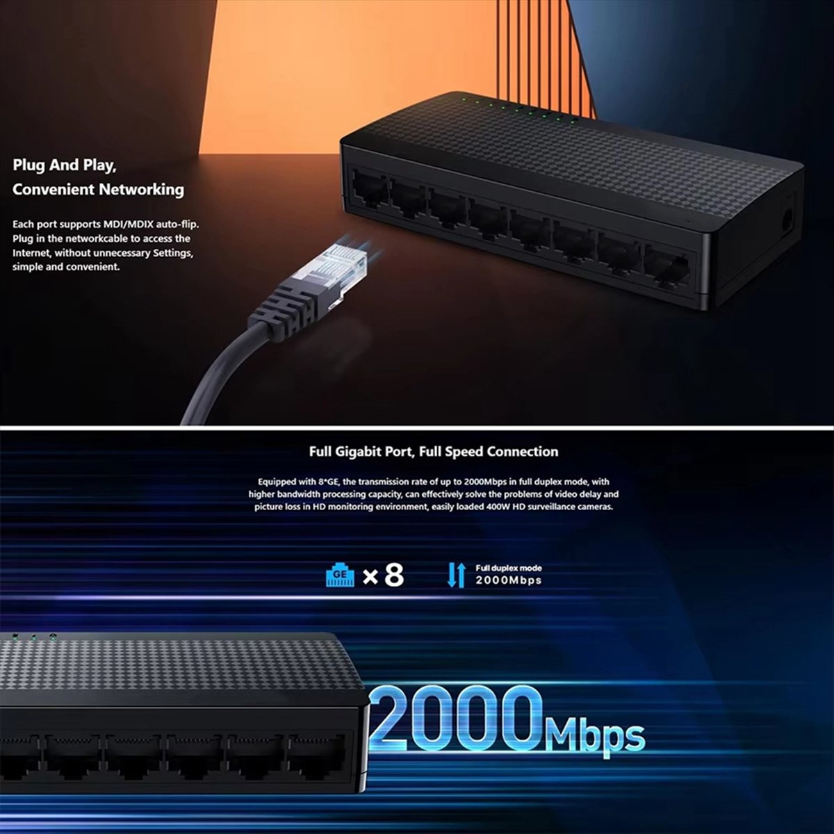 Mini commutateur Gigabit A40I  - Ethernet Switch 8 Port avis et prix