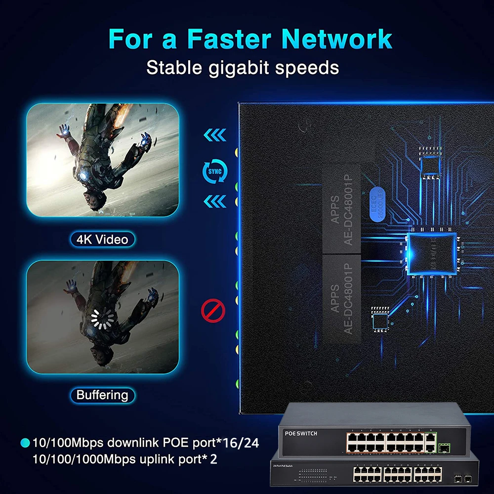 4 8 16 24 ports commutateur Po - Ethernet Switch 8 Port avis et prix