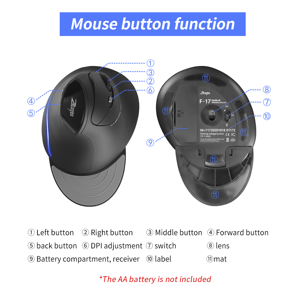 ZELOTES F-17 souris verticale  - Ergonomic Mouse Vertical avis et prix